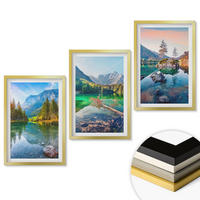WANDBILDER 3er Set - 40x60 cm Goldrahmen - Naturlandschaft der Bergseen - Goldfarben, Kunststoff (40/60cm) - ArtPrintCave