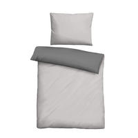 BETTWÄSCHE-GARNITUR Linon UNI sturmgrau, 140x220 cm + 70x90 cm - Grau, Textil (140/220cm) - biberna
