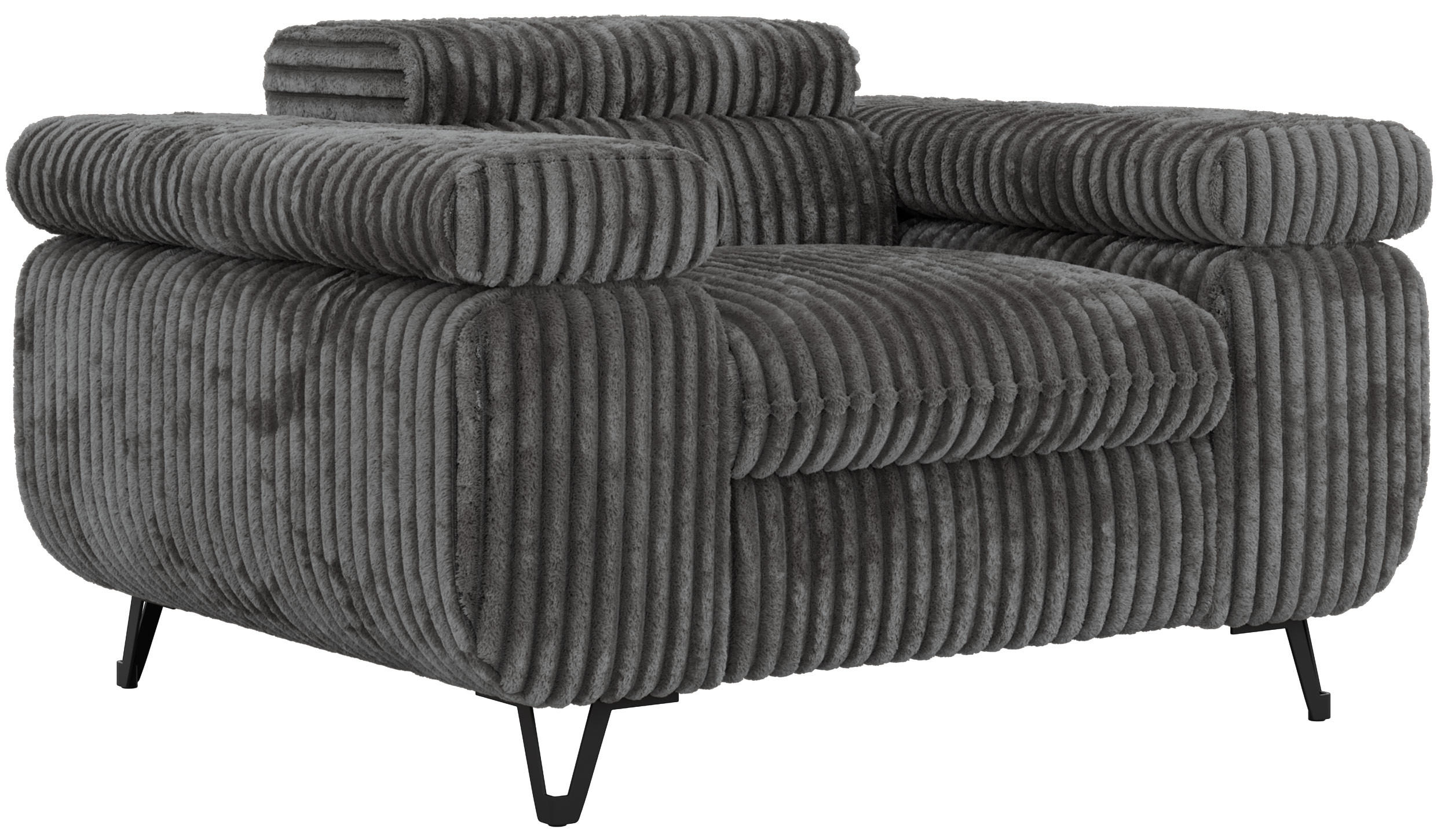 KŘESLO PETER 1 - Šedá Manšestr - šedá/černá, kov/textil (126/76/99cm) - MKS
