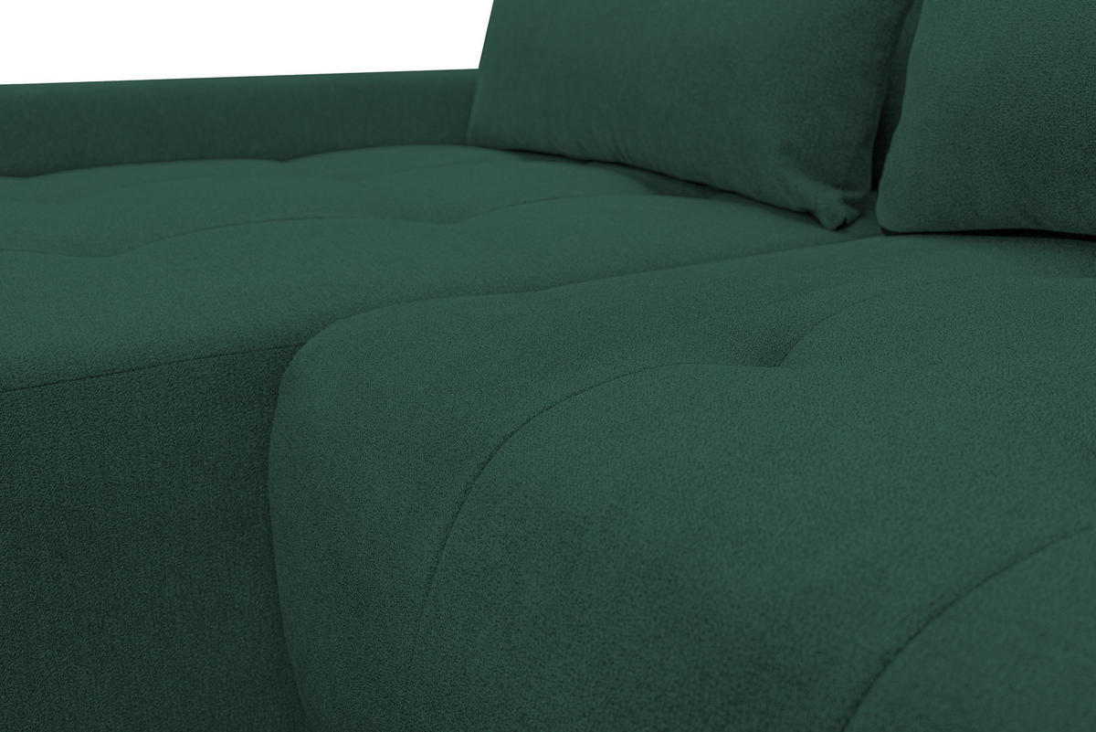 ECKSOFA Bloom mit Bettkasten und Schlaffunktion L-Form - Grün, Textil (267/185cm)