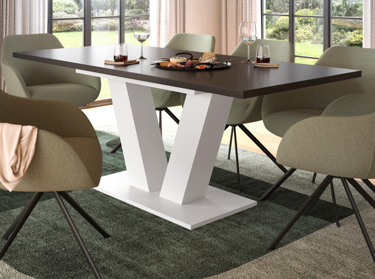 ESSTISCH weiß und grau, Küchentisch ausziehbar 150 - 190 cm - Weiß/Grau, Holzwerkstoff/Metall (150/90/76cm) - Inn.Furn