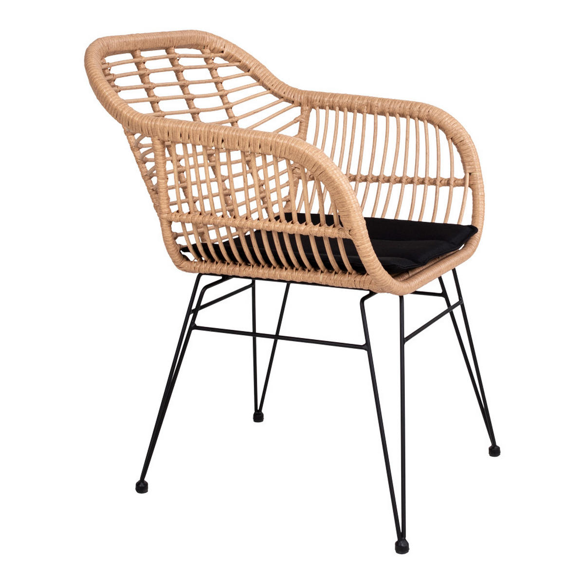 SESSEL, Trish, Stühle Holz, Rattan, 57 x 60 x 82 cm, 2-teilig - Naturfarben, Naturmaterialen/Textil (57/82/60cm) - ebuy24