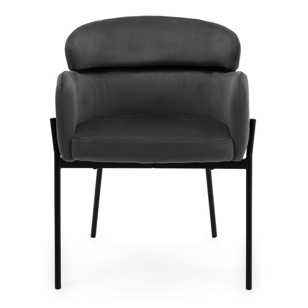 STUHL BOLZANO gepolsterter mit Steppung - grau - Samt Velour - Schwarz/Grau, Textil/Metall (62/80/61cm) - NEW HOME