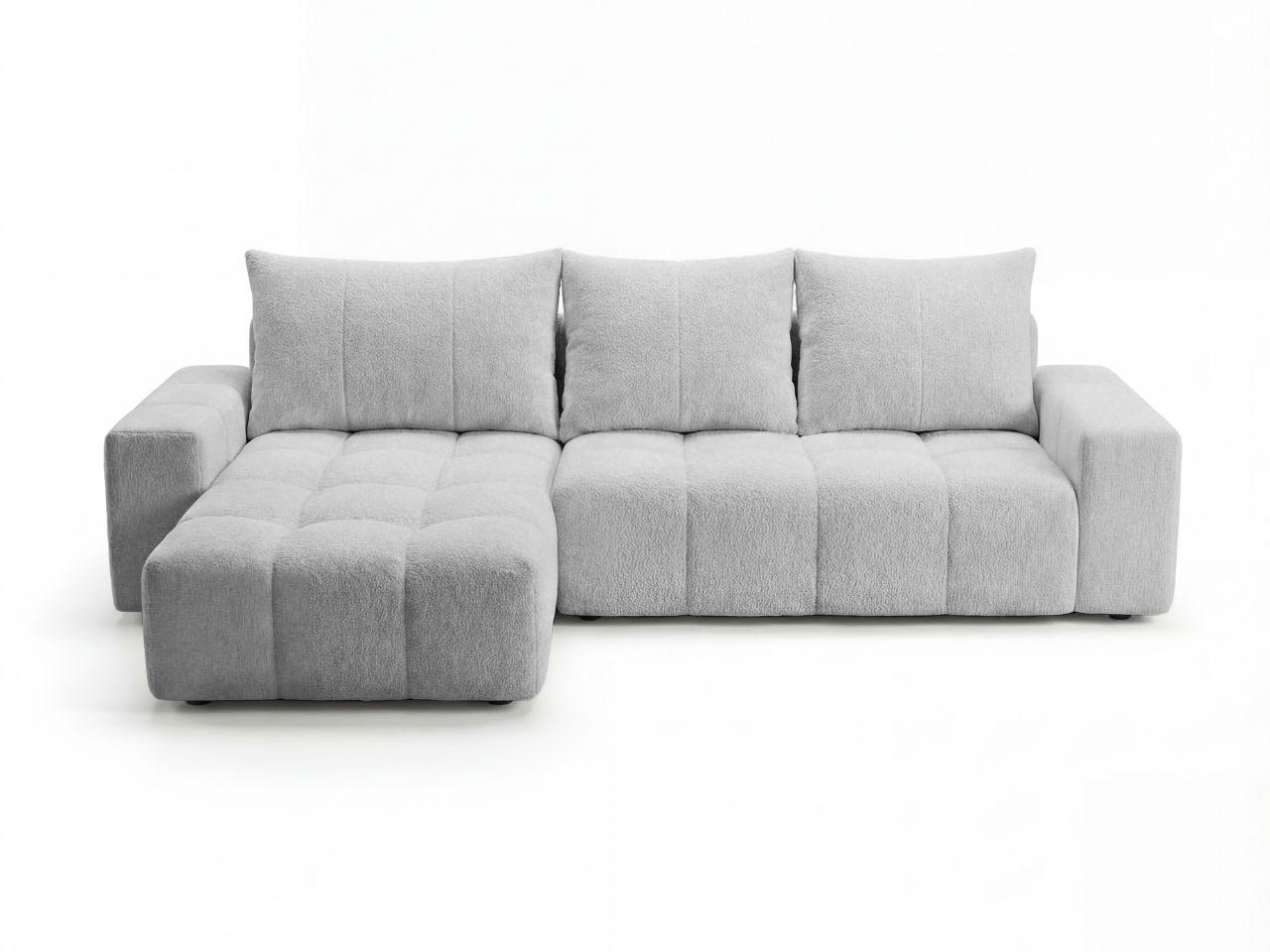 ECKSOFA Bresso Bouclé-Stoff Hellgrau - Hellgrau, Holz/Textil (255/168cm) - Graingold