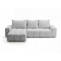 ECKSOFA Bresso Bouclé-Stoff Hellgrau - Hellgrau, Holz/Textil (255/168cm) - Graingold