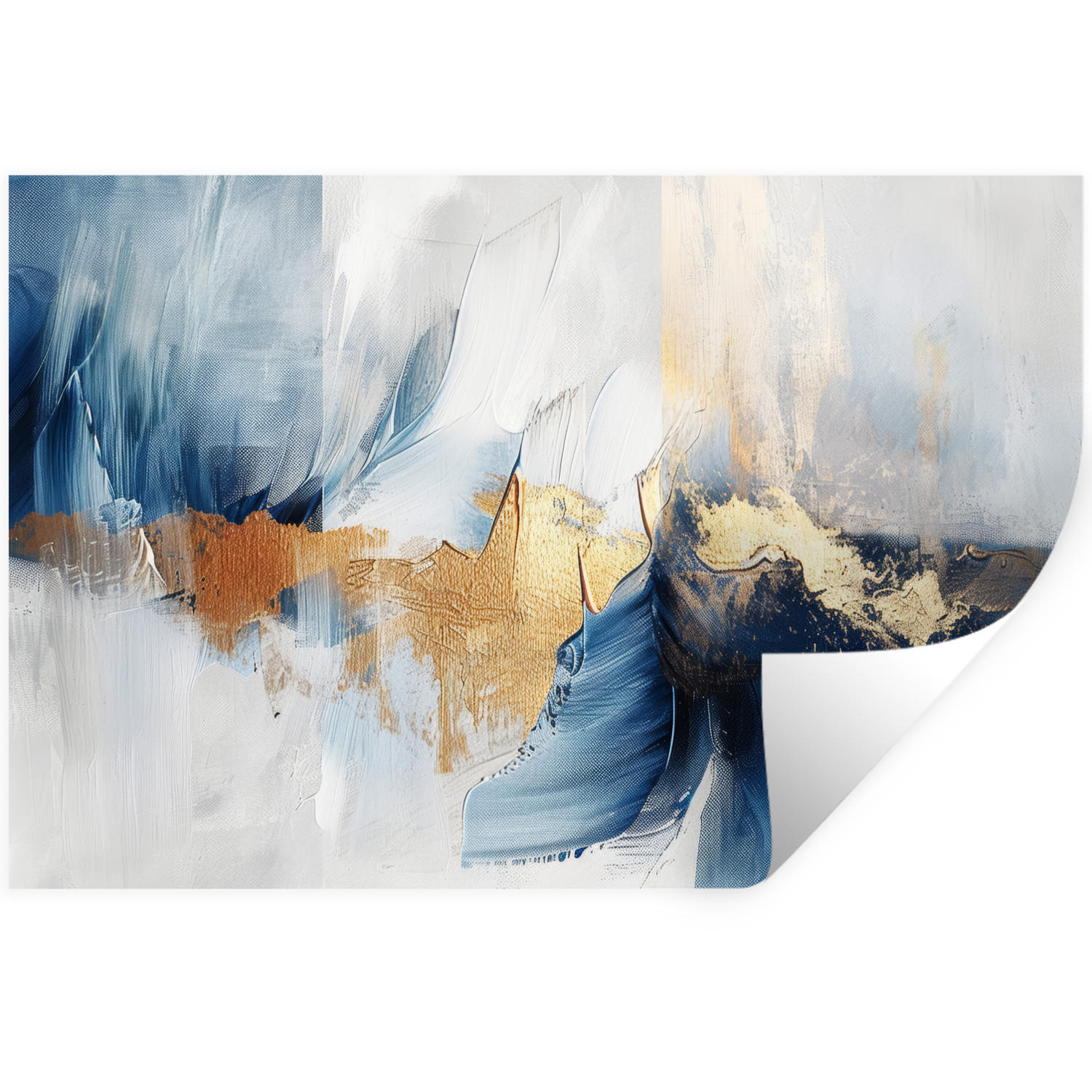 MuchoWow SAMOLEPKA NA ZEĎ Zlatá - modrá - akvarel - umění - moderní 60x40 cm