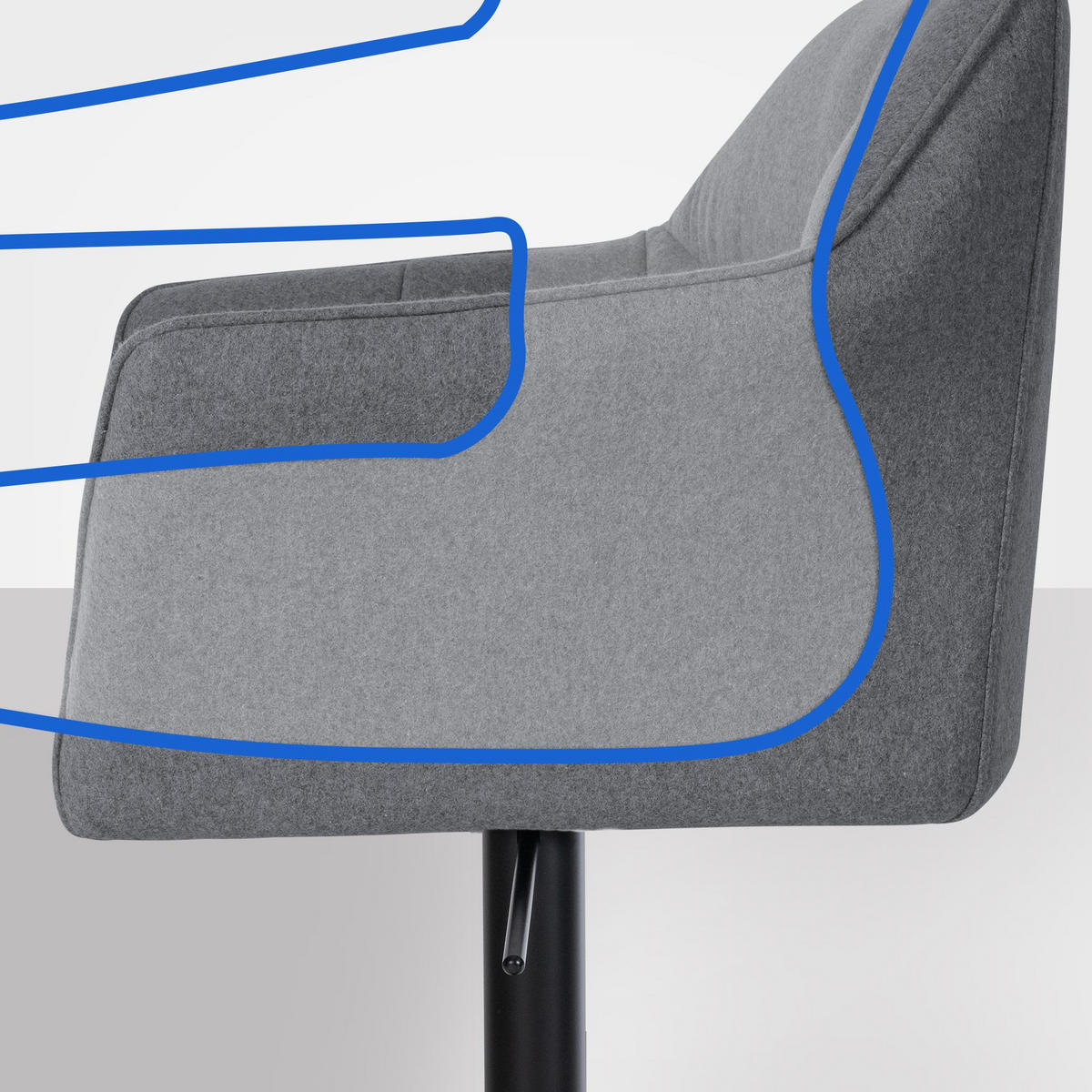 BARHOCKER Filz Grau - Schwarz/Grau, Textil/Metall (64/88/45cm) - CLP