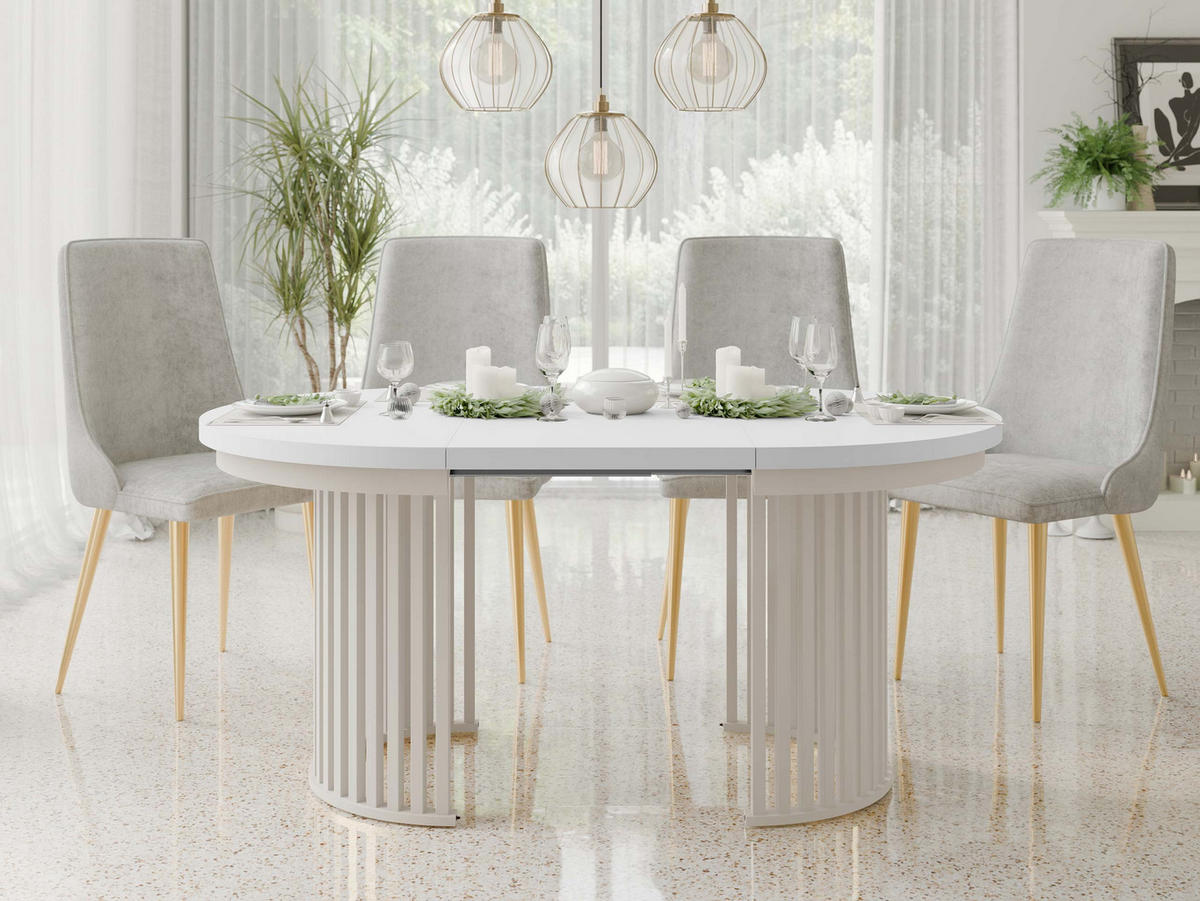 ESSTISCH ausziehbar Komo - Kaschmir/Weiß, Holz/Holzwerkstoff (100/100/76cm) - MIRJAN24