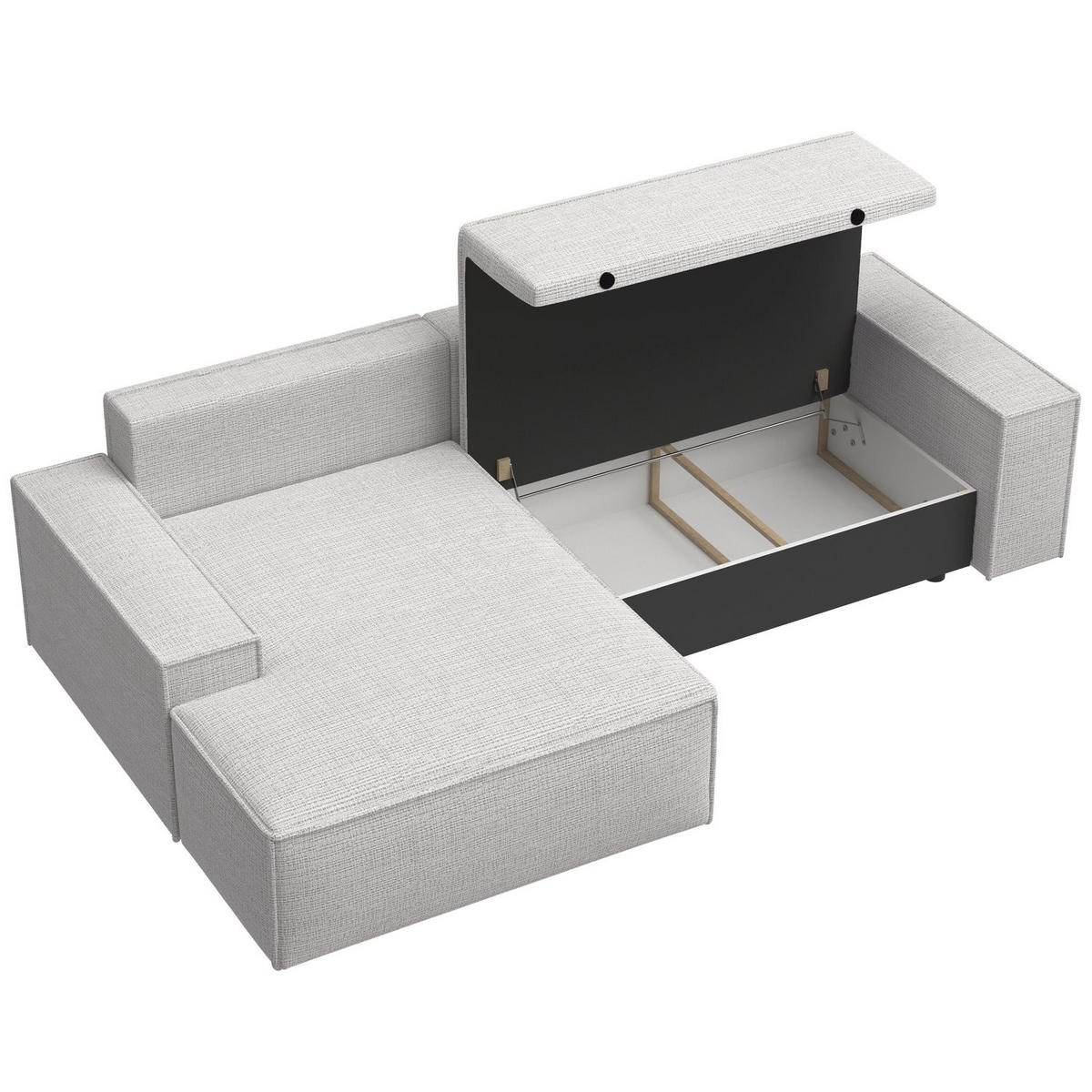 ECKSOFA Farese New Grau-Beige Chenille - Beige/Schwarz, Kunststoff/Textil (267/167cm) - Selsey