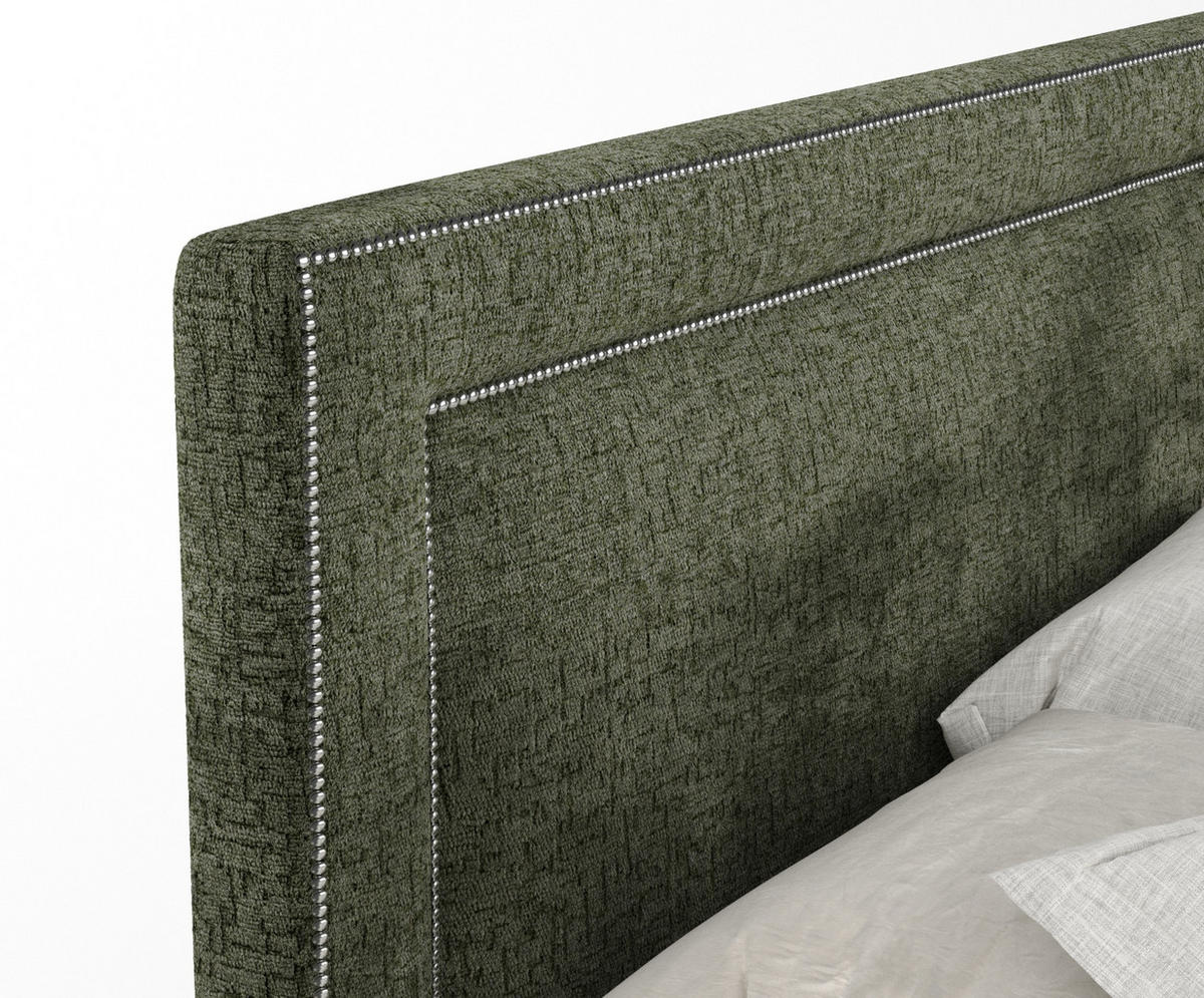 BOXSPRINGBETT Luxora Olivenfarbe 140/200 cm - Schwarz/Olivgrün, Holz/Holzwerkstoff (140/200cm) - Maison de Reve