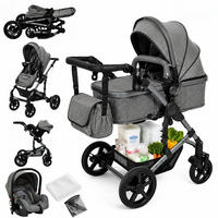 KINDERWAGENSET 3-in-1 mit Autositz, UV-Schutz, GRAU - Grau, Metall (80/60cm) - Kaket
