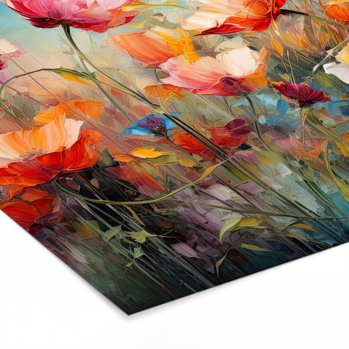 POSTER MIT RAHMEN Blumen - Aquarell - Kunst - Botanisch - Natur 40x40 cm - Orange, Papier (40/40cm) - MuchoWow