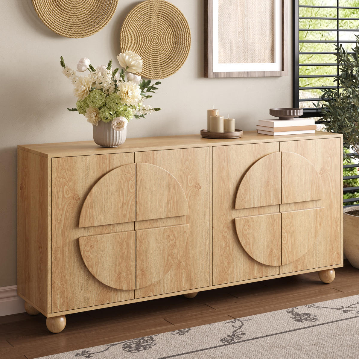 SIDEBOARD mit 4 Türen und verstellbaren Böden - Naturfarben, Holzwerkstoff (160/76/38cm) - FLIEKS