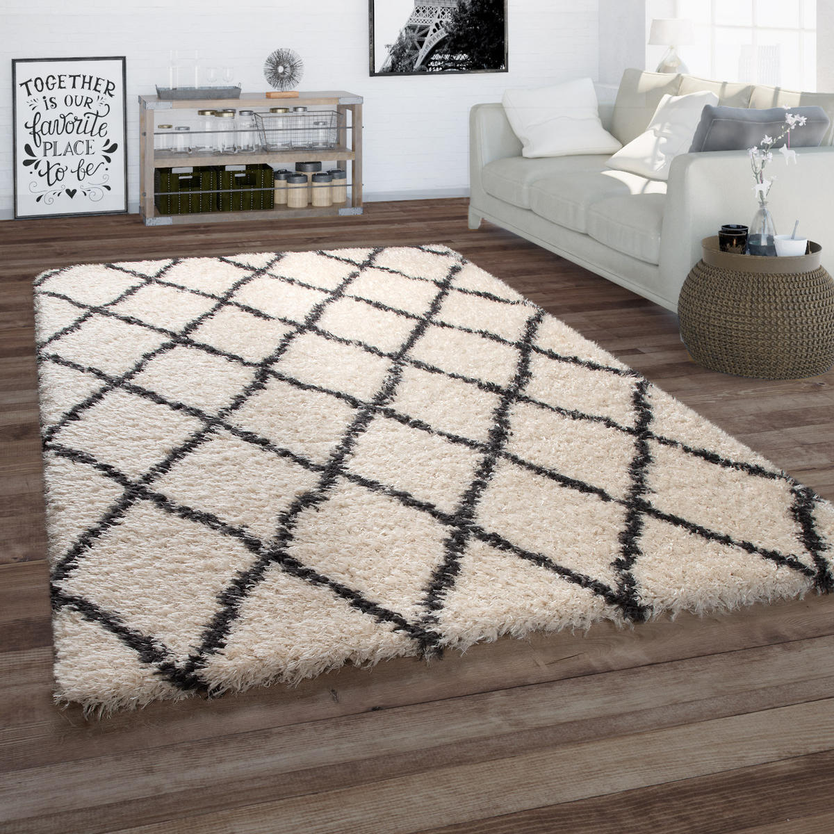 HOCHFLORTEPPICH 120/160 cm Kairo 730 - Creme, Textil (120/160cm) - Paco Home