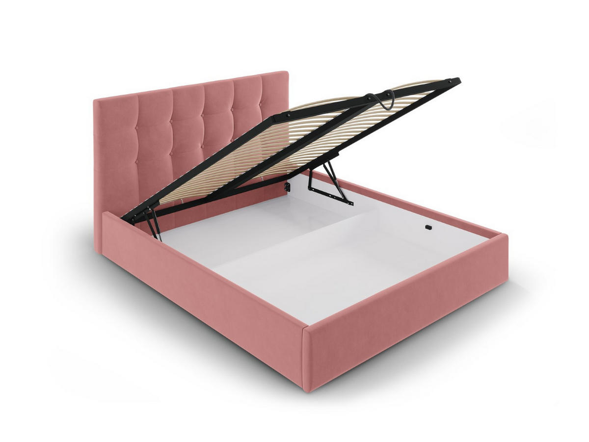 BETT mit Bettkasten und Kopfteil Phaedra aus Samt rosa 180x200cm - Pink, Textil (180/200cm) - Micadoni