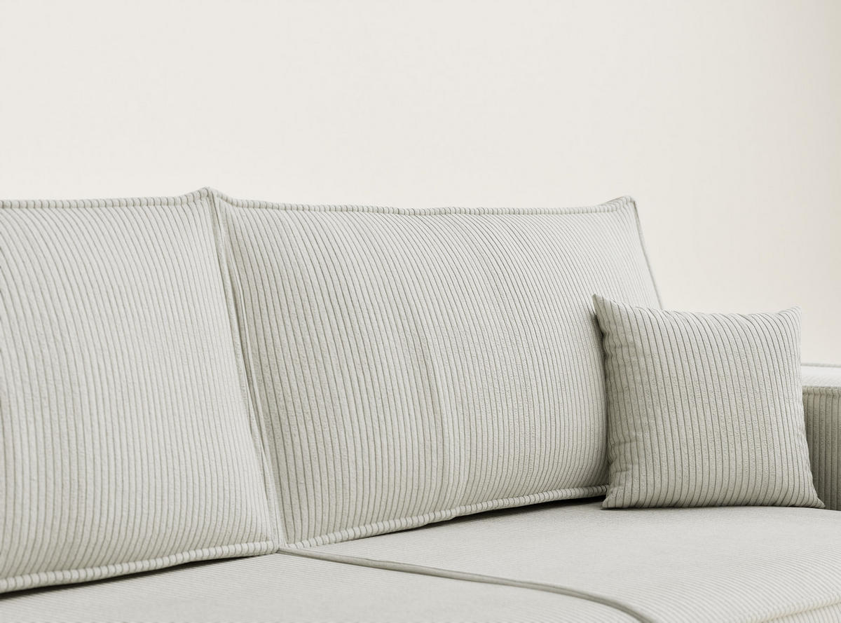 SOFA MIT SCHLAFFUNKTION Milos Creme Samtstoff - Creme/Schwarz, Holz/Holzwerkstoff (255/70/105cm) - Maison de Reve