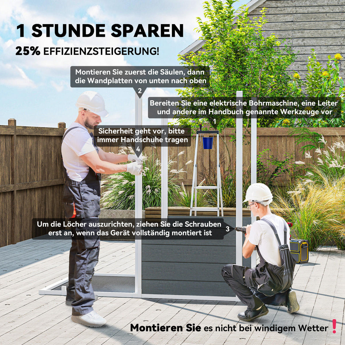 GERÄTEHAUS Kunststoff 2,1m² 186 x 130 x 199cm Geräteschuppen mit Satteldach - Grau, Kunststoff (130/199/186cm) - Outsunny