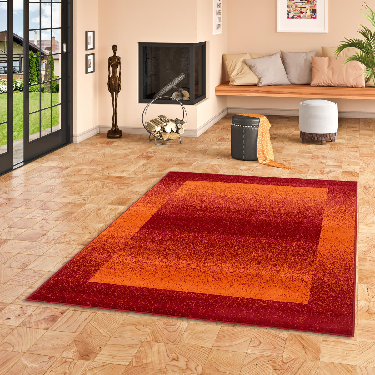 MODERN DESIGNER VELOURS TEPPICH SAMBA - Rostfarben, Textil (140/200cm) - Pergamon