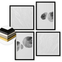 WANDBILDER 4er-Set - 50x50 cm & 40x60 cm Schwarzer Rahmen - Abstrakte Kunst, Farbspritzer - Schwarz, Kunststoff (50/50cm) - ArtPrintCave