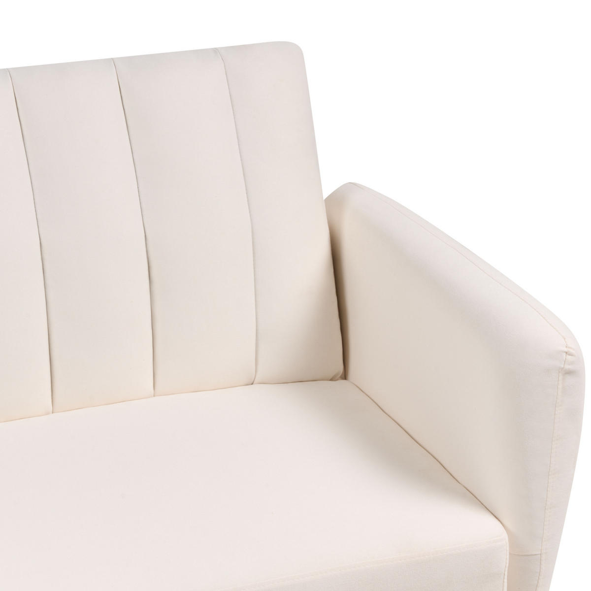 3-SITZER-SCHLAFSOFA Samtstoff hellbeige Vimmerby - Creme, Textil (212/90/80cm) - Beliani