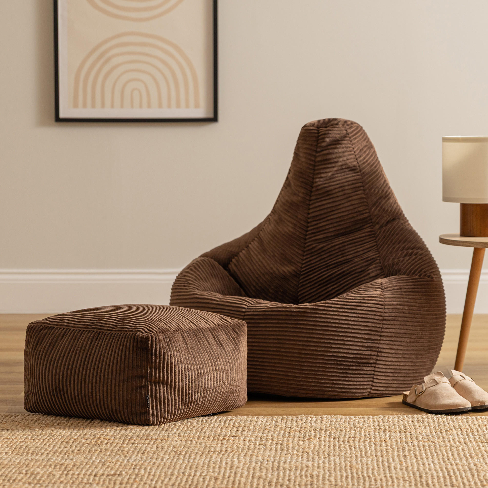 SITZSACK Dalton mit Hocker - Braun, Textil (90/73/84cm) - icon