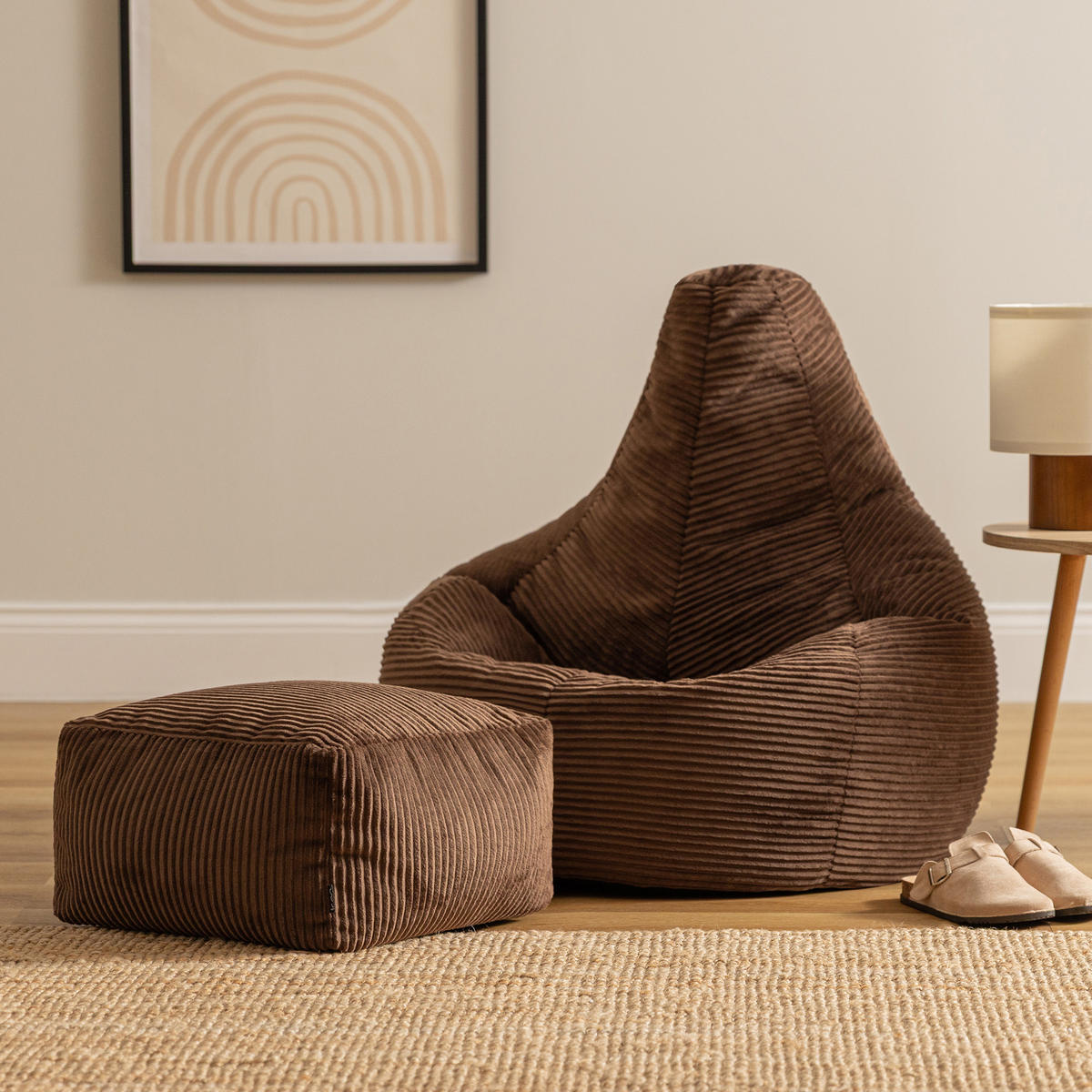 SITZSACK Dalton mit Hocker - Braun, Textil (90/73/84cm) - icon