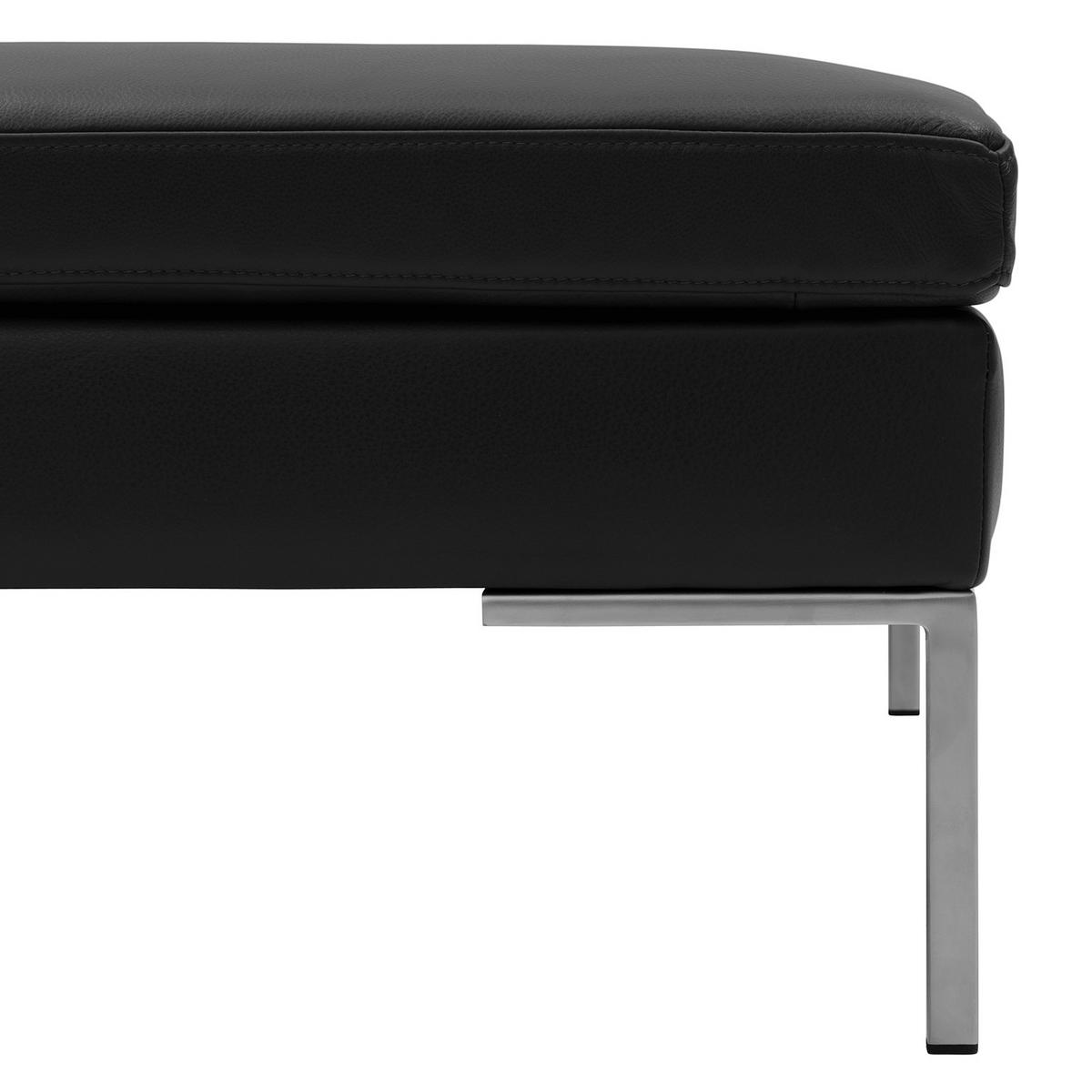 POLSTERHOCKER - Chromfarben/Schwarz, Leder/Metall (108/40/69cm) - home24