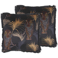 DEKOKISSEN 2er-Set Schwarz 45/45 cm Ramtek - Schwarz, Textil (45/45cm) - Beliani