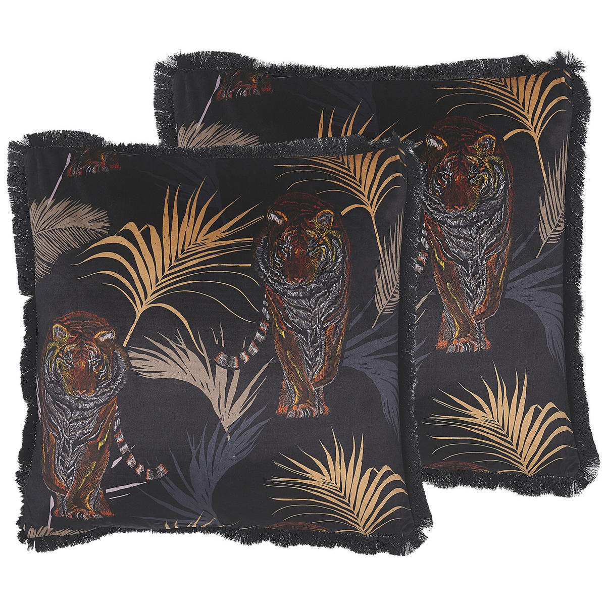 DEKOKISSEN 2er-Set Schwarz 45/45 cm Ramtek - Schwarz, Textil (45/45cm) - Beliani