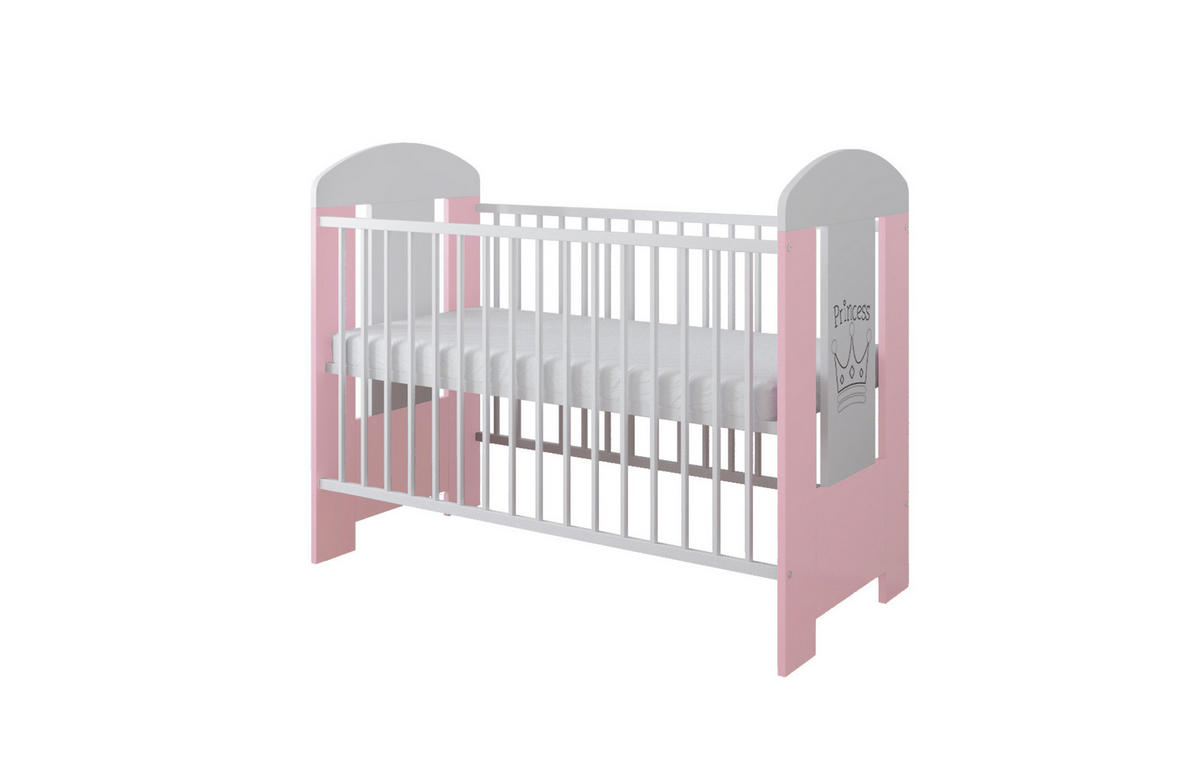GITTERBETT Kleine Prinzessin - Pink/Weiß, Holzwerkstoff (60/120cm) - kiki design