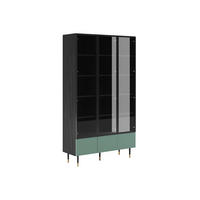 VITRINE Imperio Pistaziengrün, Dreitürige - Schwarz/Grün, Holzwerkstoff (120/206/42cm) - Bettso