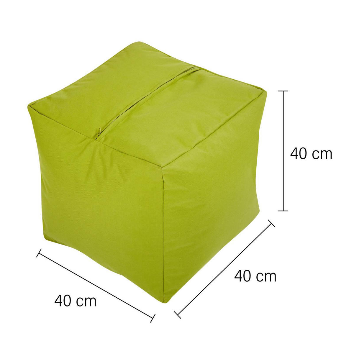 SITZSACK-HOCKER Pouf "Cube" 40x40x40cm - Grün, Textil (40/40/40cm) - Green Bean