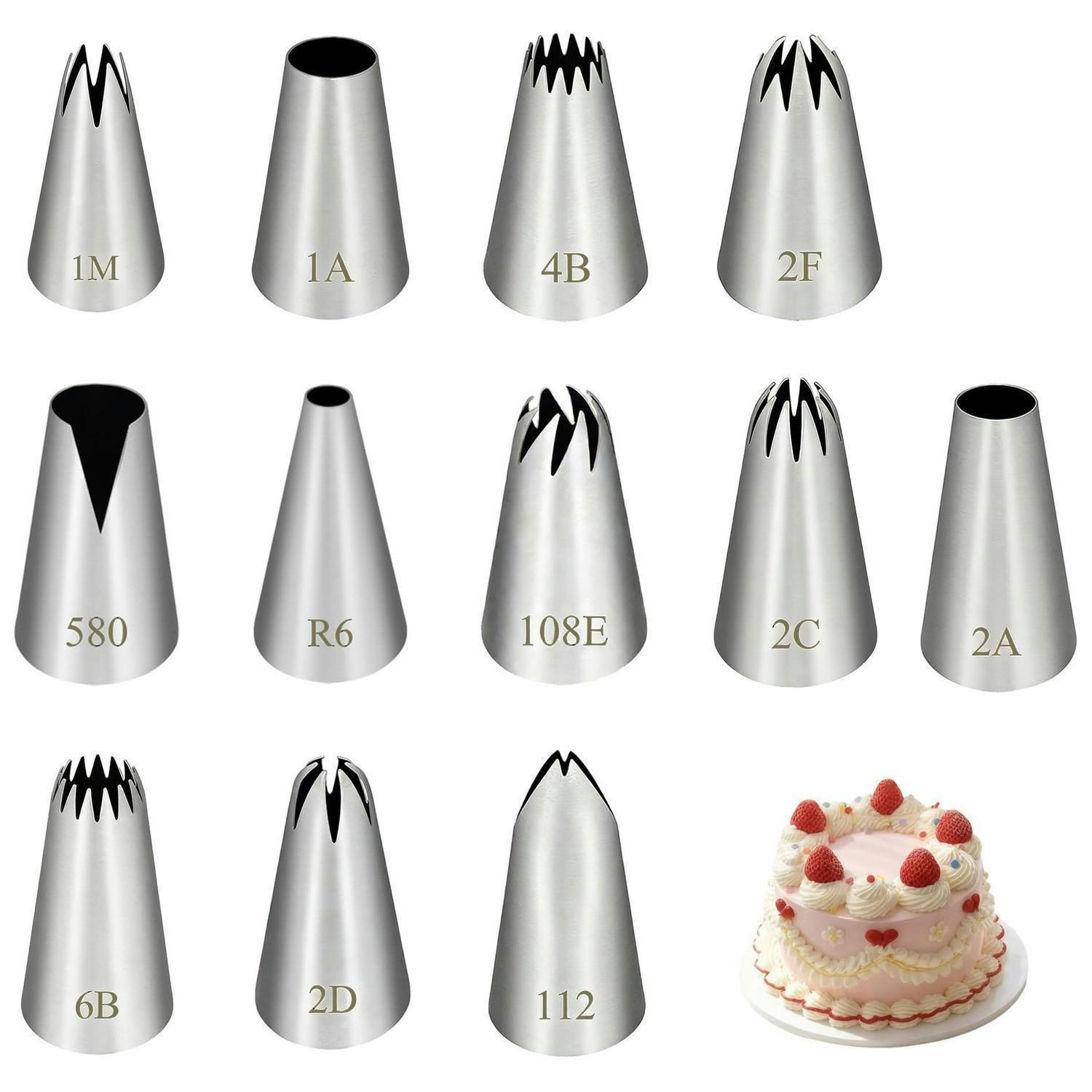 SPRITZTÜLLEN Set 12-teilig Edelstahl - Silberfarben, Metall (2.5/2.5/4.4cm)