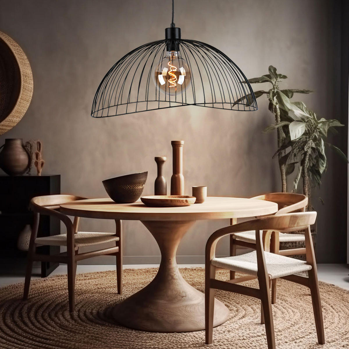 LED HÄNGELEUCHTE Metall Schwarz Gitteroptik - Schwarz, Metall (46/46/120cm)