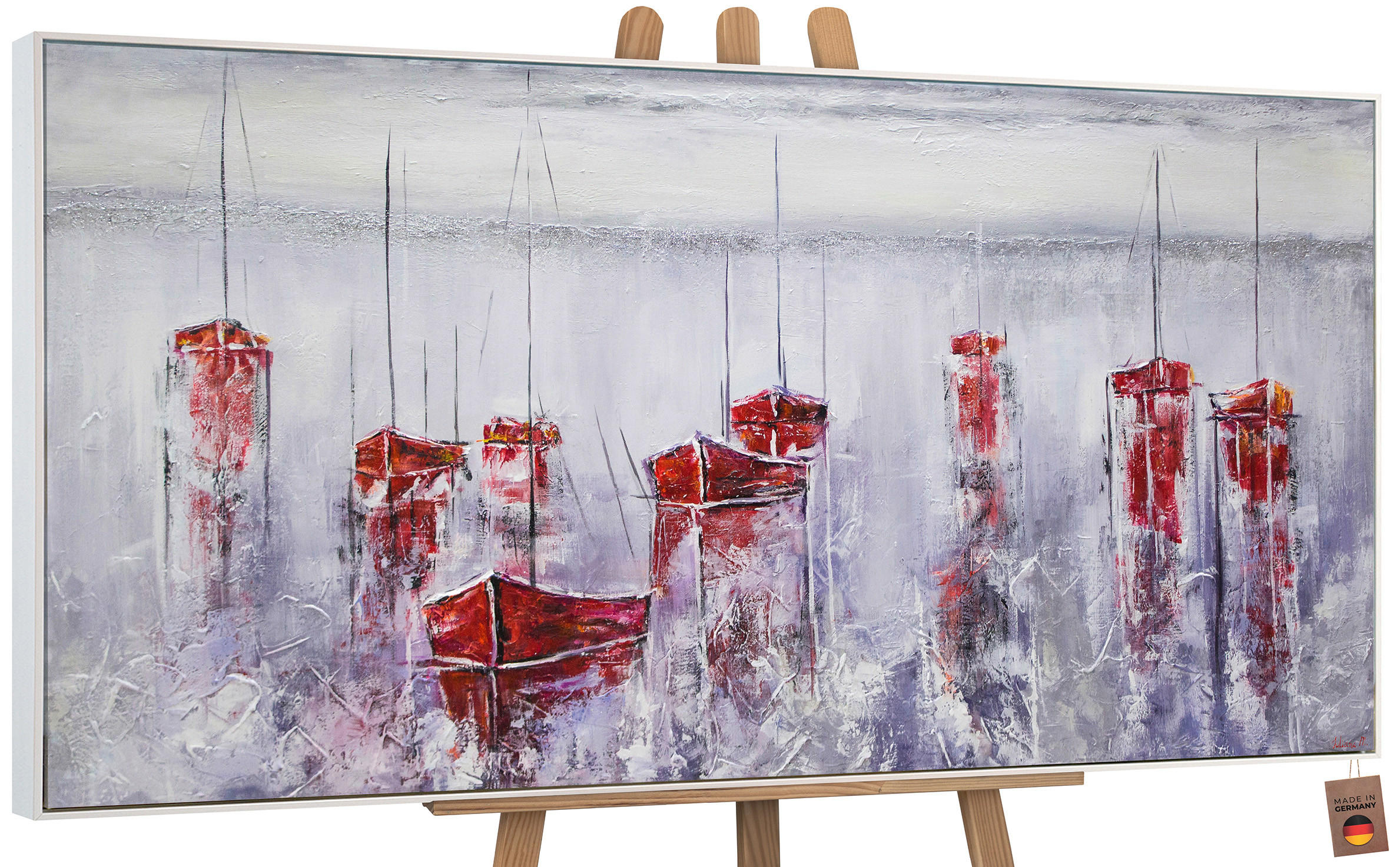 YS-art gallery Gemälde Weiß 140x70 cm