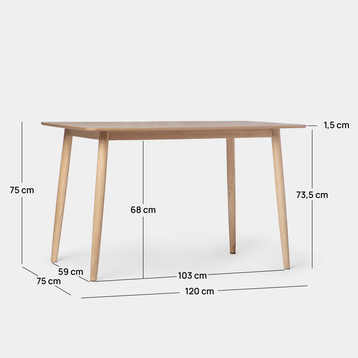 ESSTISCH Ada Natürlich 120 cm x 75 cm - Naturfarben, Holzwerkstoff (75/120/75cm) - Klast Home