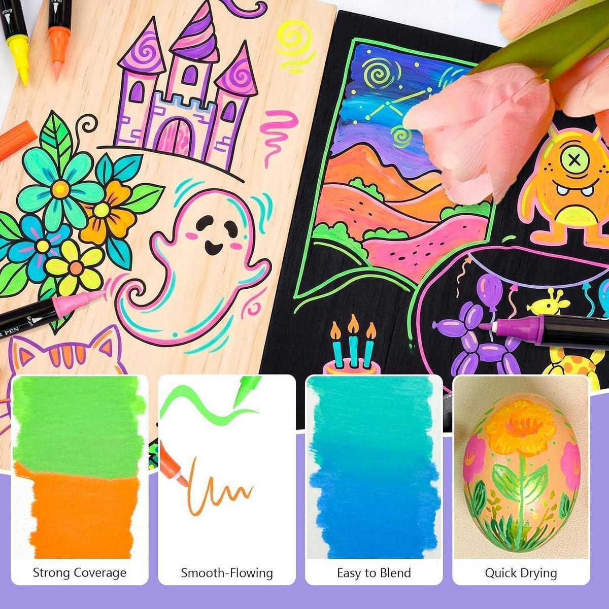 MARKER 8 Neon Farben Dual Tip - Multicolor, Kunststoff (1/1/15cm)