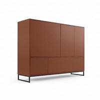 KOMMODE GENUA 160 cm in Rot, Metallgestell Schwarz, Highboard mit push-to-open - Terracotta/Schwarz, Holzwerkstoff/Metall (160/120/45cm) - Bettso