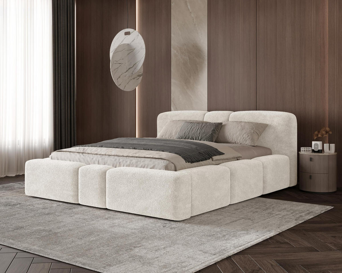 POLSTERBETT Monte200x200 cm- Bettkasten und Stauraum - Doppelbett mit Stabilem Metallrahmen - Monte-Stoff- Beige - Beige, Holzwerkstoff (200/200cm) - Chilly