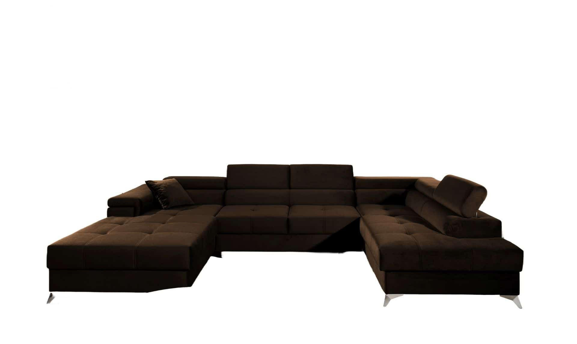 WOHNLANDSCHAFT mit Schlaffunktion und Bettkasten, Kronos-Stoff - Chromfarben/Dunkelbraun, Textil/Metall (202/90/345cm) - Eltap
