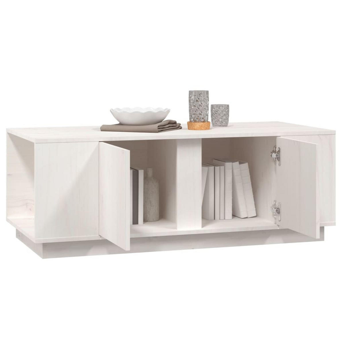 COUCHTISCH Weiß 110x50x40 cm Massivholz Kiefer - Weiß, Holz (110/50/40cm) - furnicato