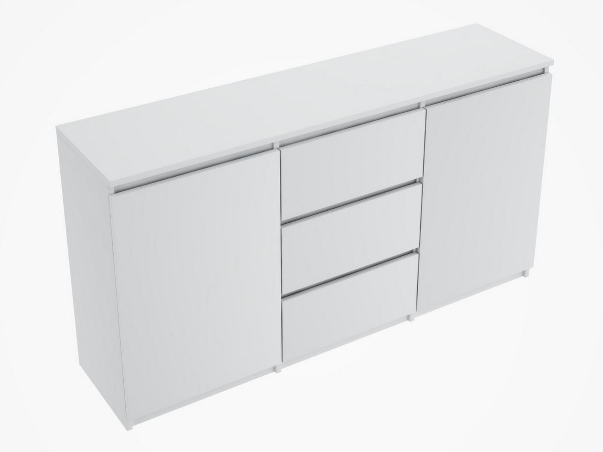 KOMMODE Weiß 120 cm – Sideboard mit 2 Türen und 3 Schubladen - Weiß, Holzwerkstoff (120/76/35cm) - EMIX24
