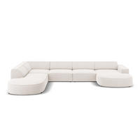PANORAMASOFA links Jodie aus strukturiertem Stoff leichtes beige 7 Sitzplätze - Beige, Textil (262/70/364cm) - Micadoni