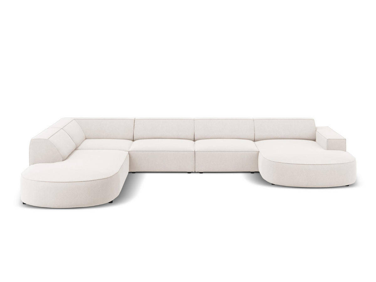PANORAMASOFA links Jodie aus strukturiertem Stoff leichtes beige 7 Sitzplätze - Beige, Textil (262/70/364cm) - Micadoni