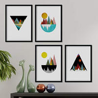 POSTER Set mit 4 bunten Berg im Rot und Blautönen A4 Rahmenlos - Klar, Papier (29.7/3cm) - Nacnic