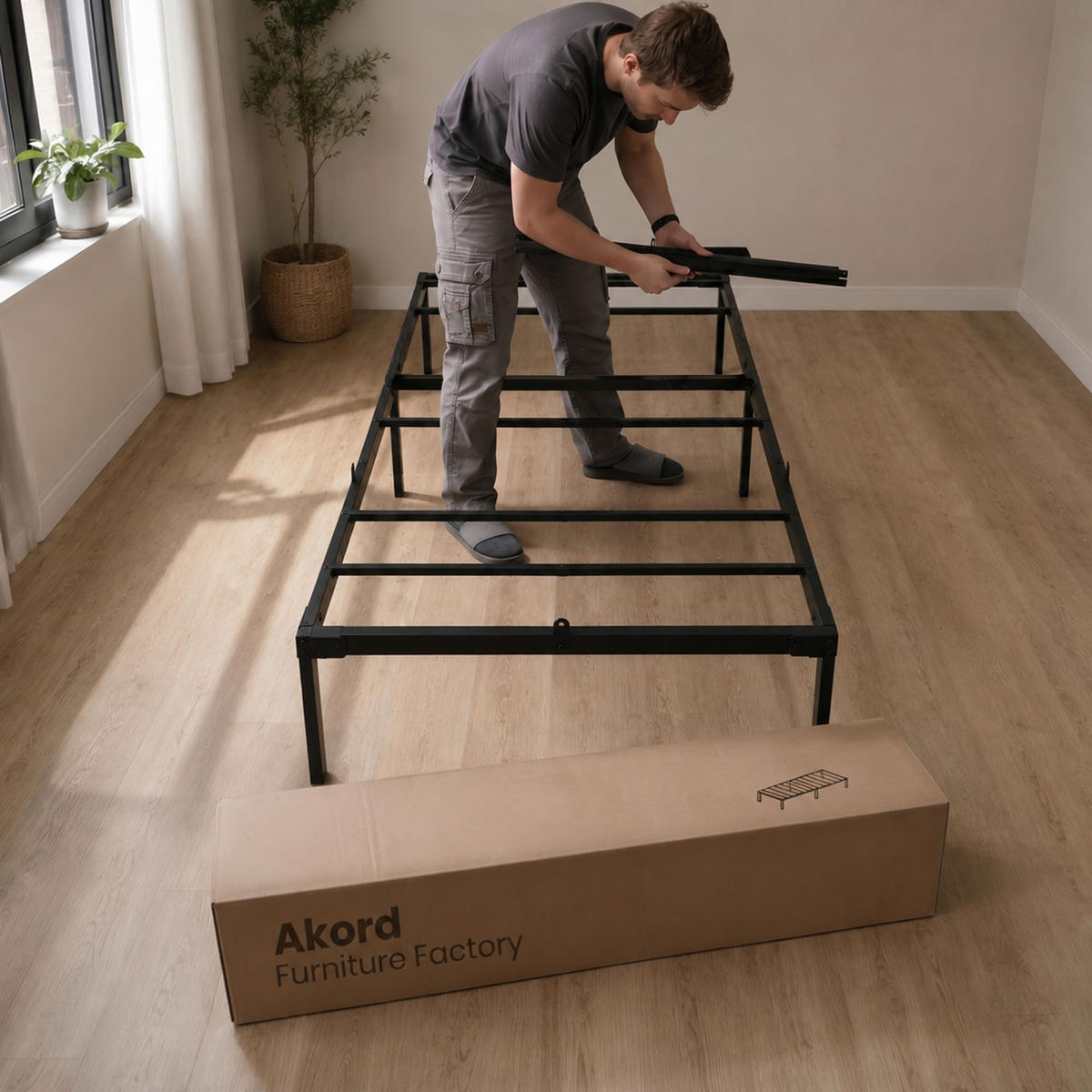 METALLBETT Klappbares 90x200 cm Schwarz - Schwarz, Metall - Akord
