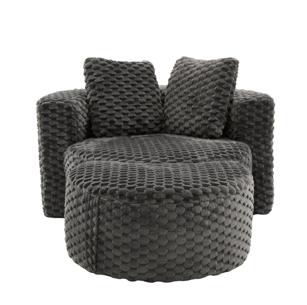 SESSEL mit Hocker 130 x 115 x 103 cm Stoff Dark Grey - Dunkelgrau, Holzwerkstoff (116/65/129cm) - Meubliv