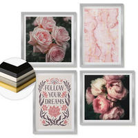 WANDBILDER 4er Set - 50x50 cm & 40x60 cm Silberner Rahmen - Vintage-Rosen-Marmorträume - Silberfarben, Kunststoff (50/50cm) - ArtPrintCave