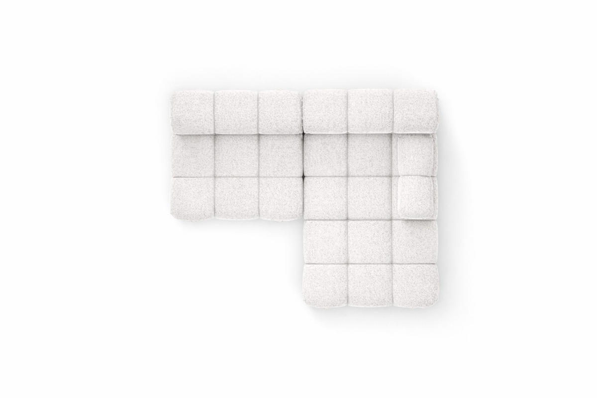 ECKSOFA L-Form Mini II Modular, Bouclé-Stoff Abriamo, Ecru, Rechts, Selia - Ecru, Holz (190/160cm) - Kaiser Möbel