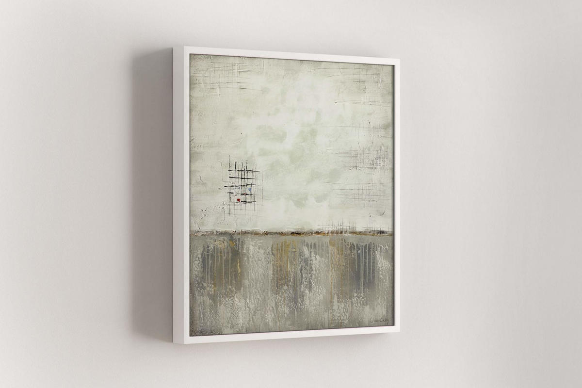 OLEJOMALBA 80/80 cm, Moře a pláž - šedá/béžová, dřevo/textil (80/80cm) - KUNSTLOFT